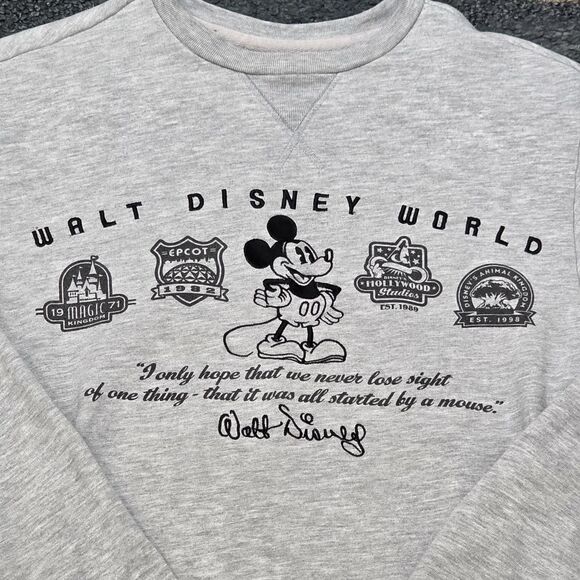 Walt Disney World Mickey Sweatshirt Gray Crewneck Park Graphics Vintage Vibes - Picture 3 of 7